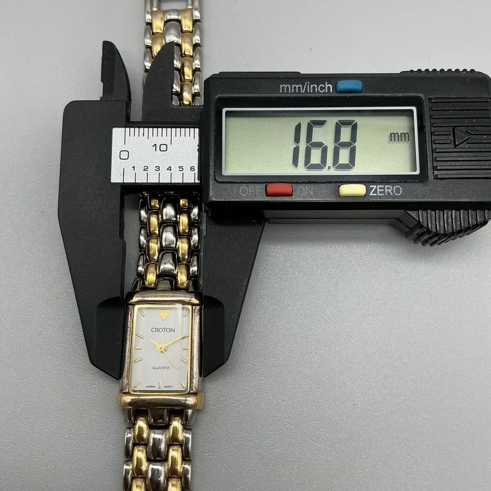 Croton Womens Watch 17mm White Dial Two Tone 23K Gold Plated New Battery 7